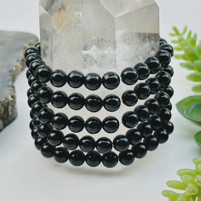 Black Tourmaline Crystal Round Bracelet