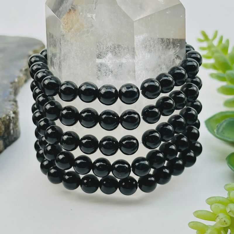 Black Tourmaline Crystal Round Bracelet