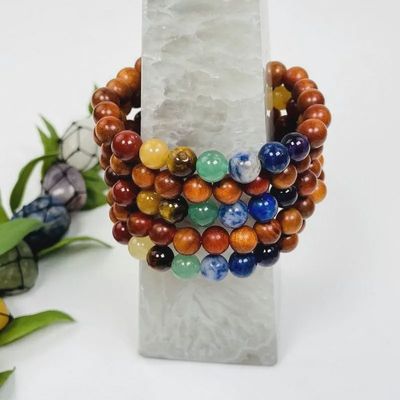 Crystal Chakra Bead Bracelets with Sandalwood