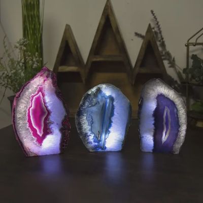 Agate Geode Cut Base Crystal Lamp