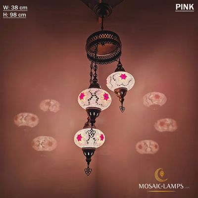 Mosaic Turkish Chandelier 3 Globe