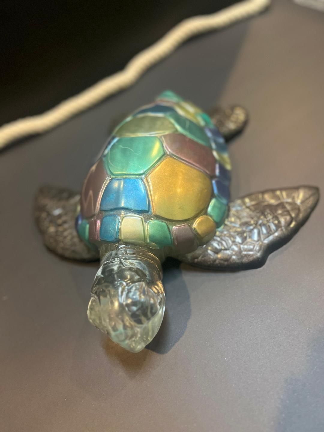 Handcrafted Resin Turtle 10 in (approx), Colour: Mulit Color, Type: Turtle Resin