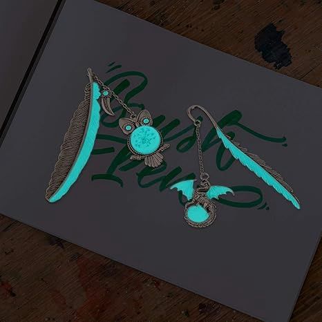 Bookmark Silver Glow in the Dark, Style: Owl