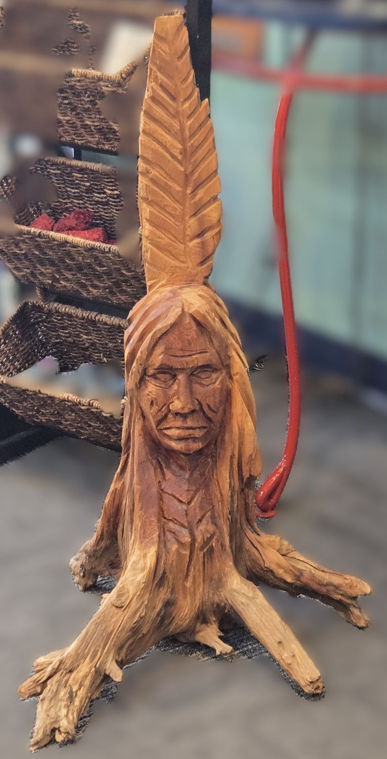 Indian Hand Carved 4 roots base Native American
