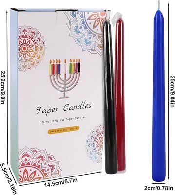 Taper Candles 10 inch Dripless Assorted Color