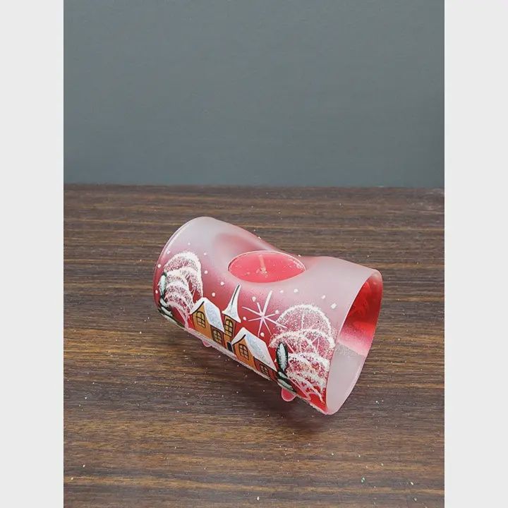 Candle Holder Purple Centerpiece Winter Wonderland Log Style