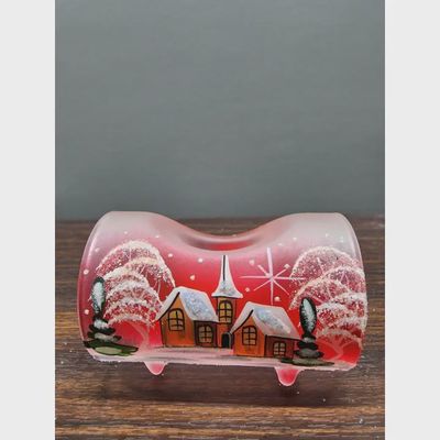 Candle Holder Purple Centerpiece Winter Wonderland Log Style