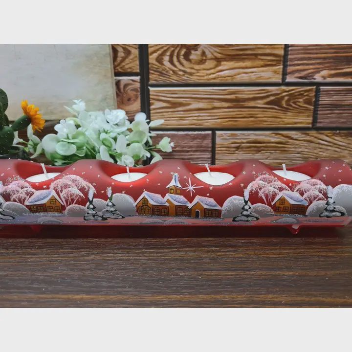 Candle Holder Handblown Glass Quadruple Wonderland Log