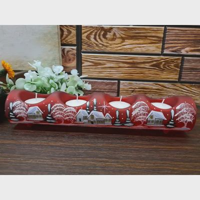 Candle Holder Handblown Glass  Quadruple Centerpience