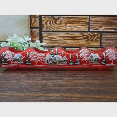 Candle Holder Handblown Glass  Quadruple Centerpience