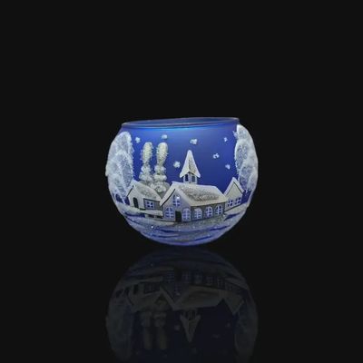 Candle Holder Glass Blown Small White Church Steeple
