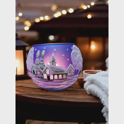 Candle Holder Glass Blown Small White Church Steeple