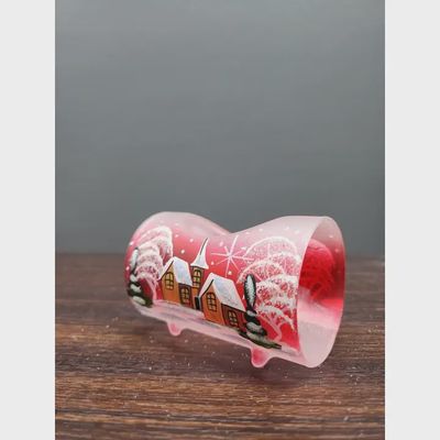 Candle Holder Glass Hand Blown Centerpiece Winter Wonderland