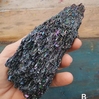 Carborundum Silicon Carbide Rainbow Mineral Gemstone Freeform on Stand