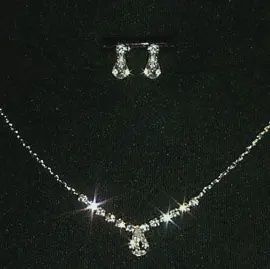 Necklace &amp; Earring Pear Drop Rhinestone Set