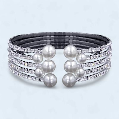 Bracelet Pearl Cuff Rhinestone and Pearl 5 cuff 17007