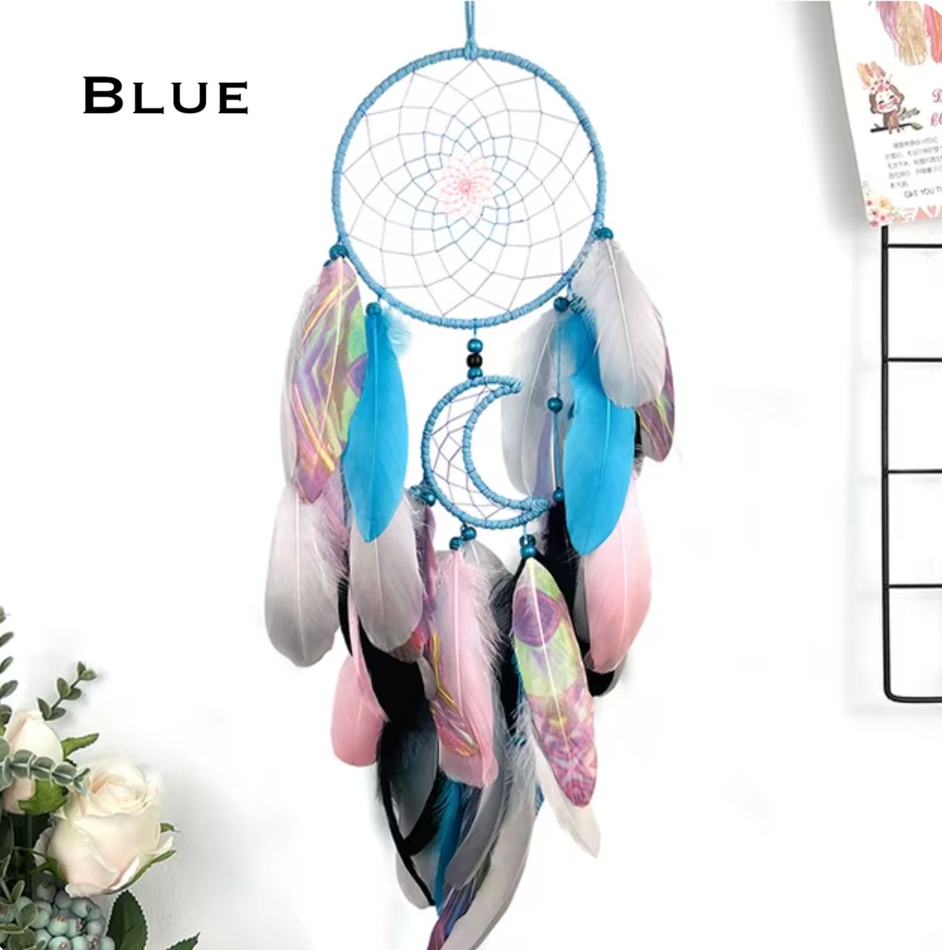 Festive Colorful Feather Dream Catcher, Style: Blue