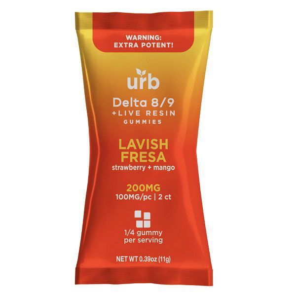 Urb - live resin gummies - d8/d9 - 200mg total - 100mg per piece - 2 count