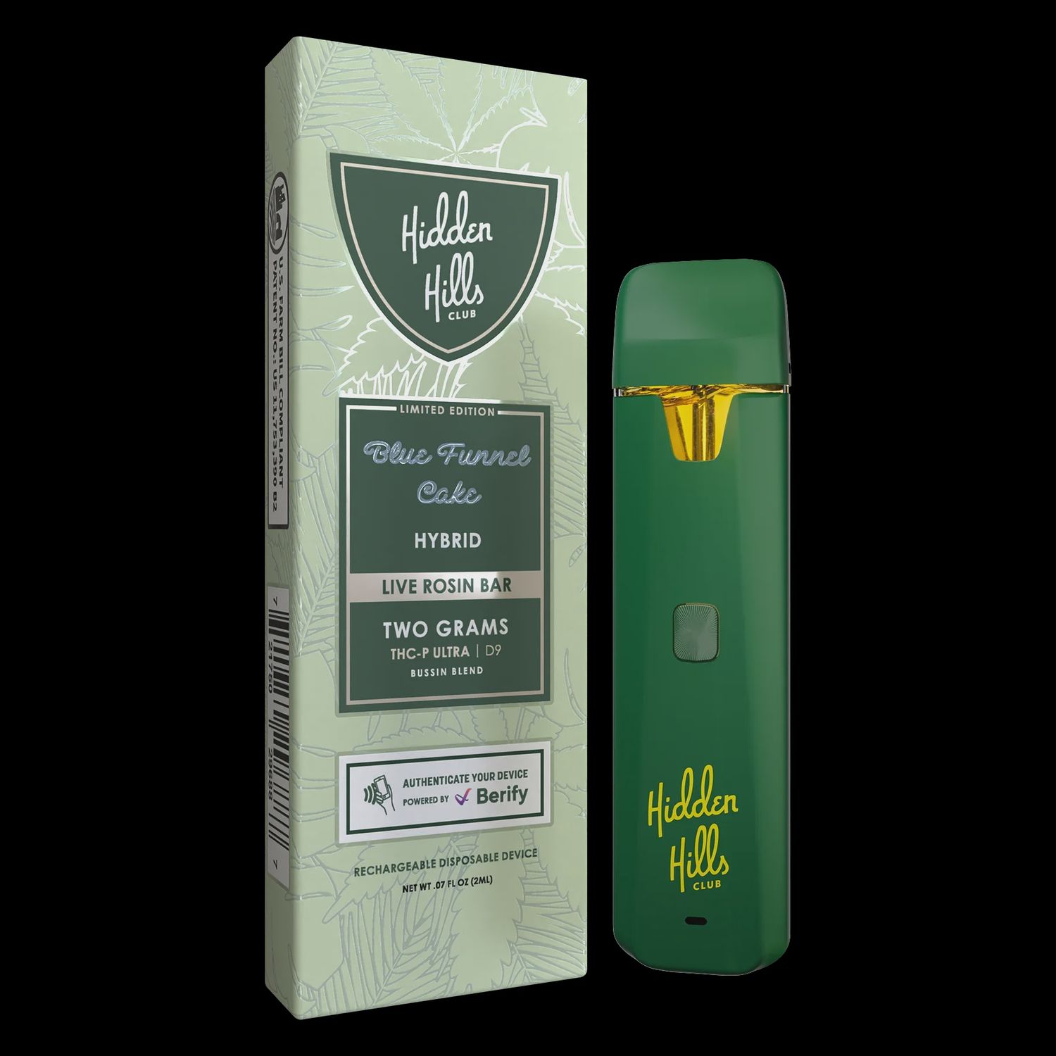 Hidden Hills - Live Rosin Bar - THCP - 2G Disposable, Strain: Blue Funnel Cake