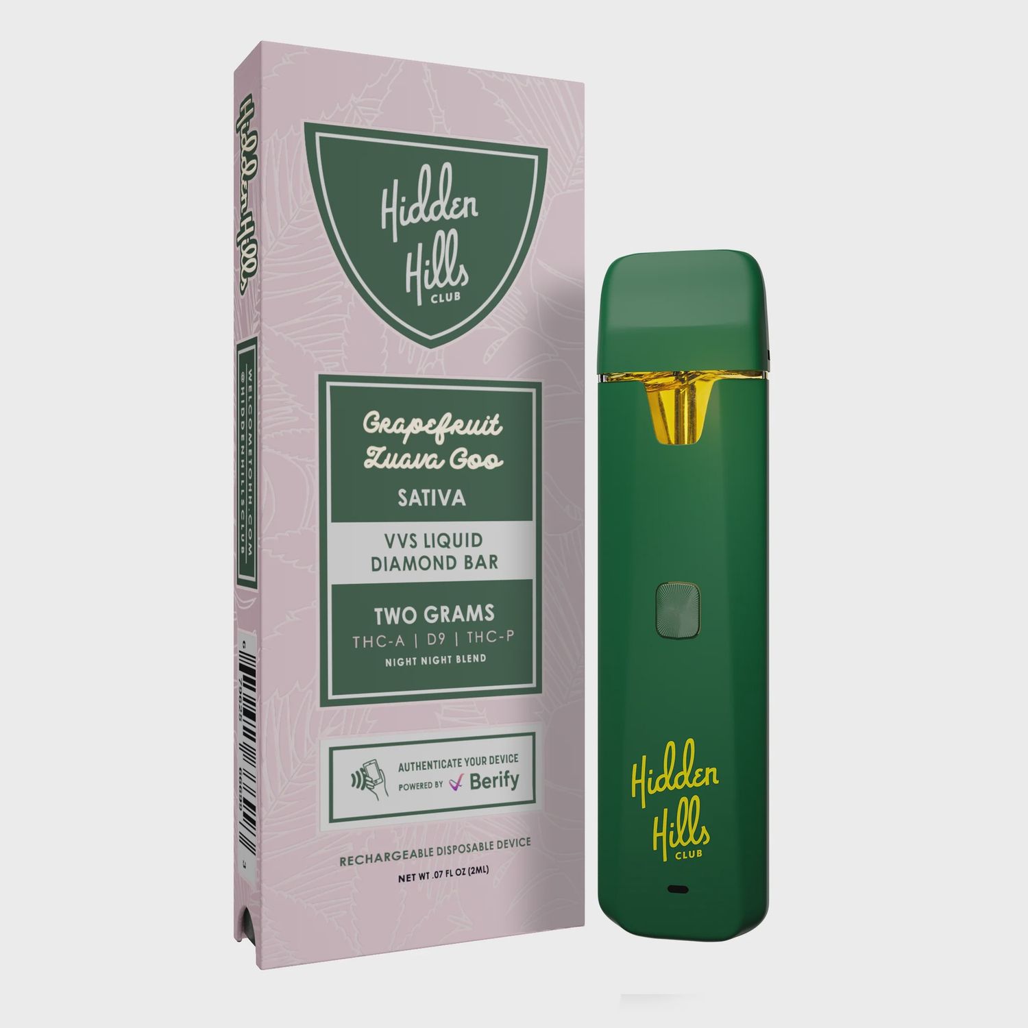 Hidden Hills - VVS Liquid Diamond Bar - THCA - 2G Disposable, Strain: Grapefruit Zuava Goo