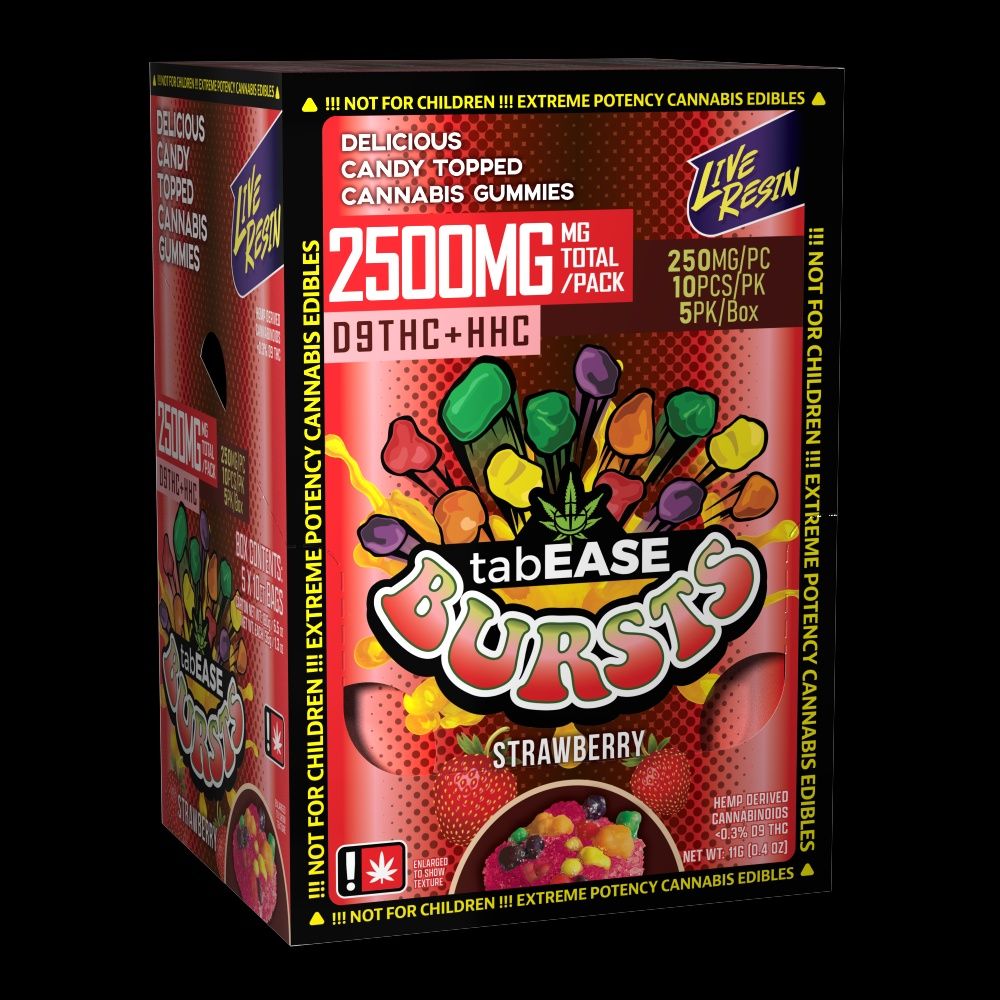 Tabease - 2500mg Nerds Bursts, Strain: Strawberry - D9/HHC