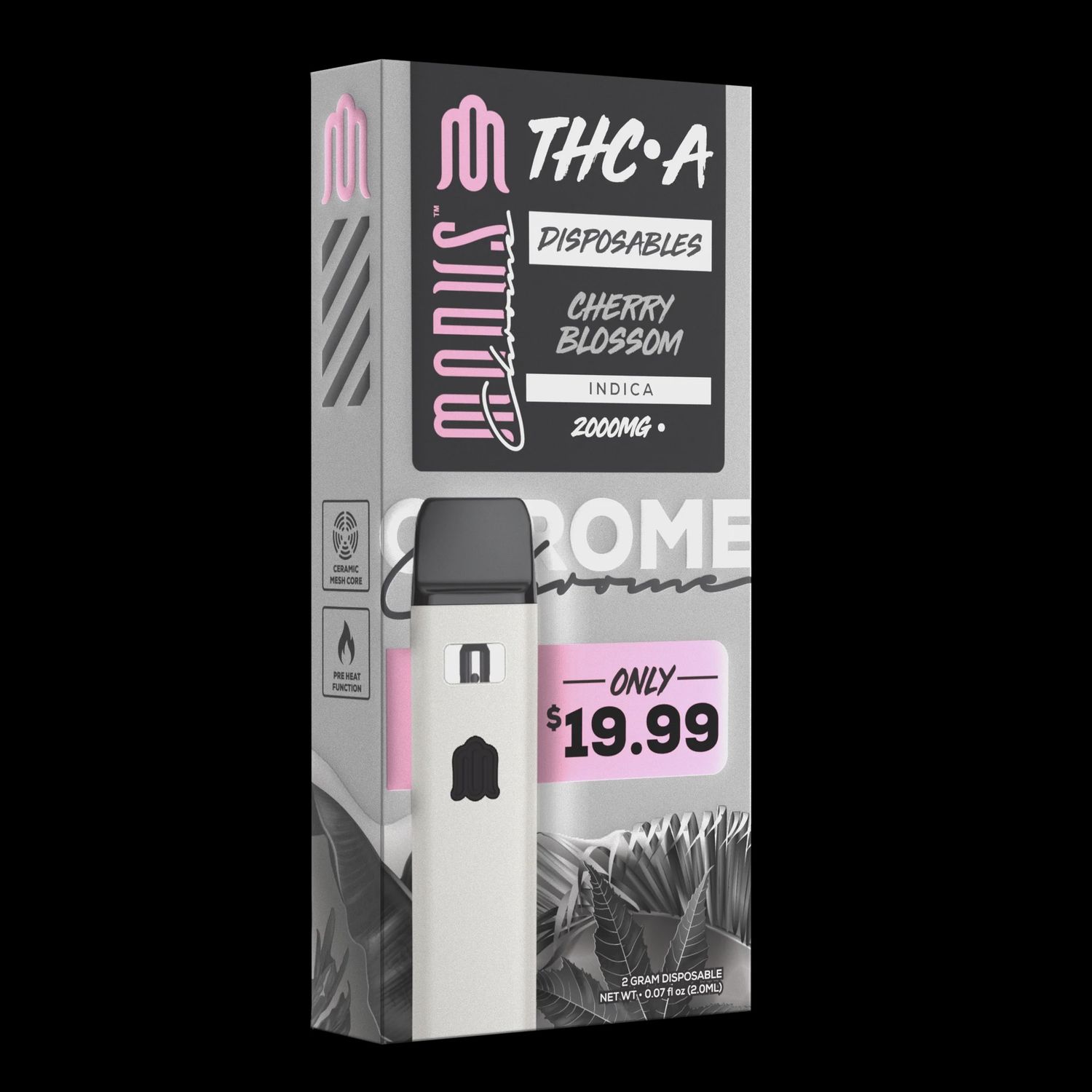 Modus Chrome Disposable - 40% THCA - 2G, Strain: Cherry Blossom - Indica