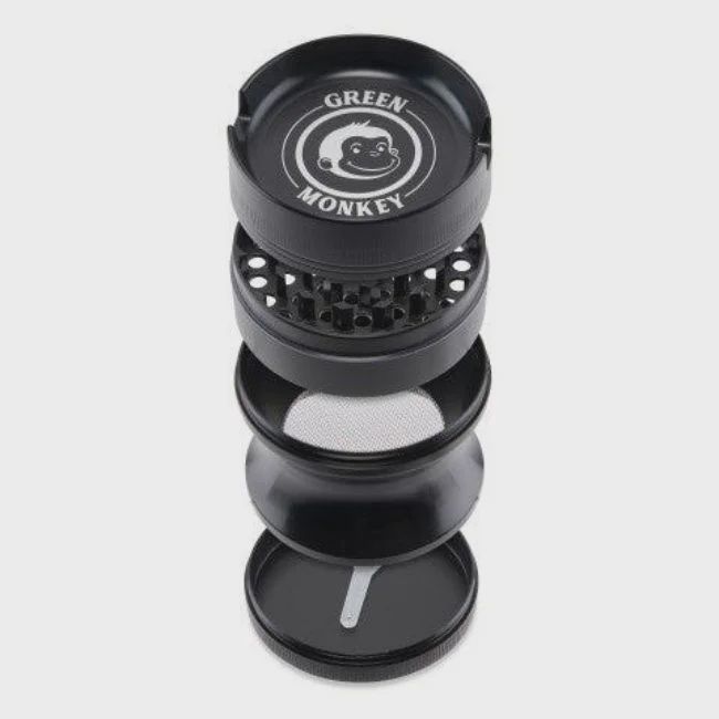 Green Monkey - 63mm 4pc Magnetic Zinc Grinder + Ashtray