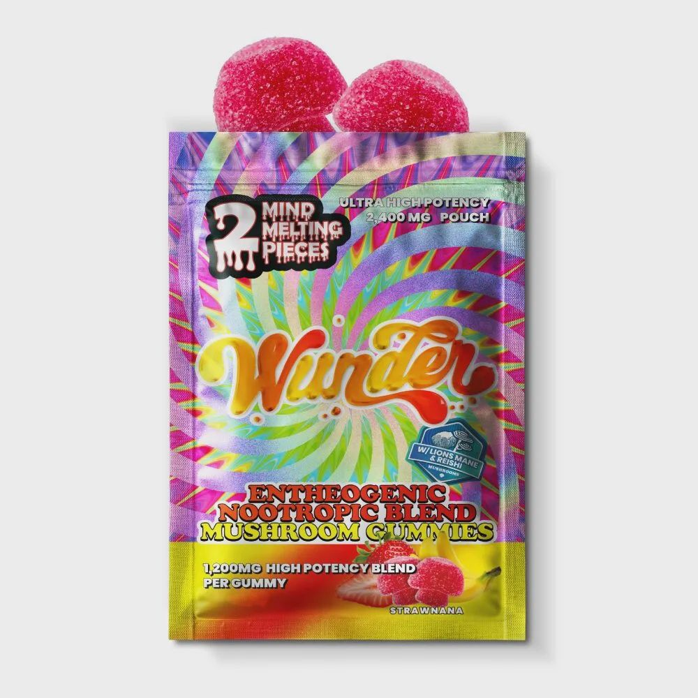 Wunder Mushroom Gummies - 1500mg Per Pack - Strawnana 2ct