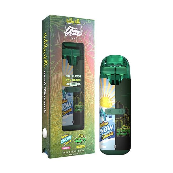 Hidden Hills - Dual Flavor THCA | THCP | THCM Disposable -2G, Strain: Yellow Znow Conez - Green Zlushie