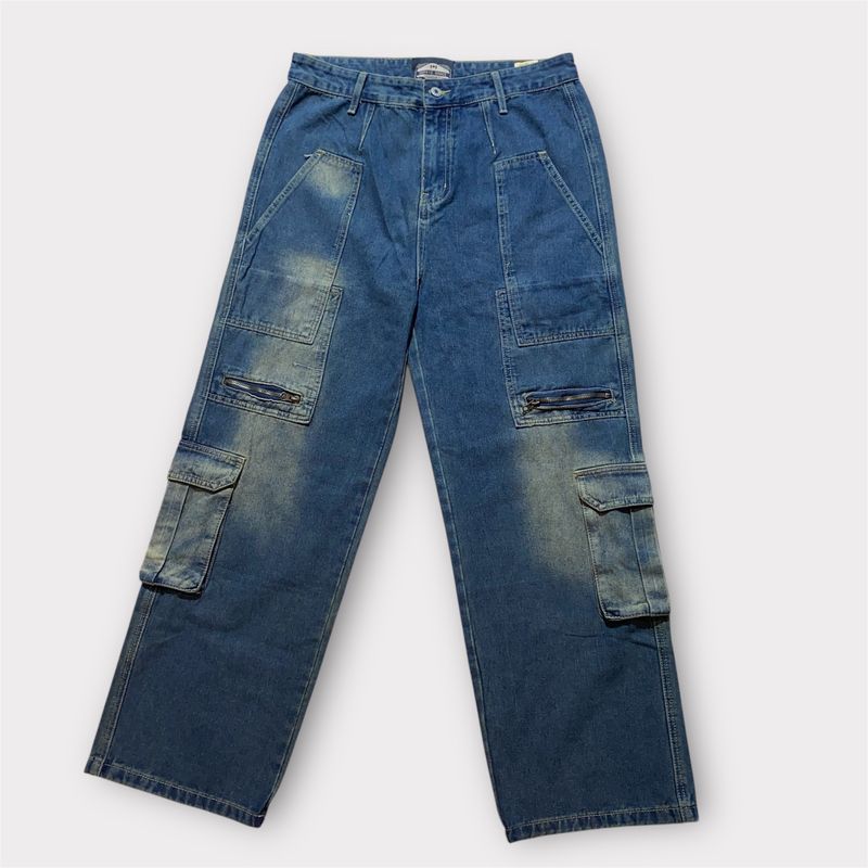 Men Cargo Jeans Blue