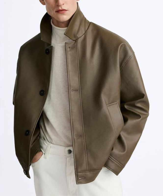 Leather Style Plain Jacket