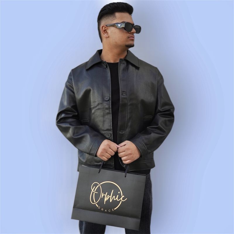 Leather Style Plain Jacket