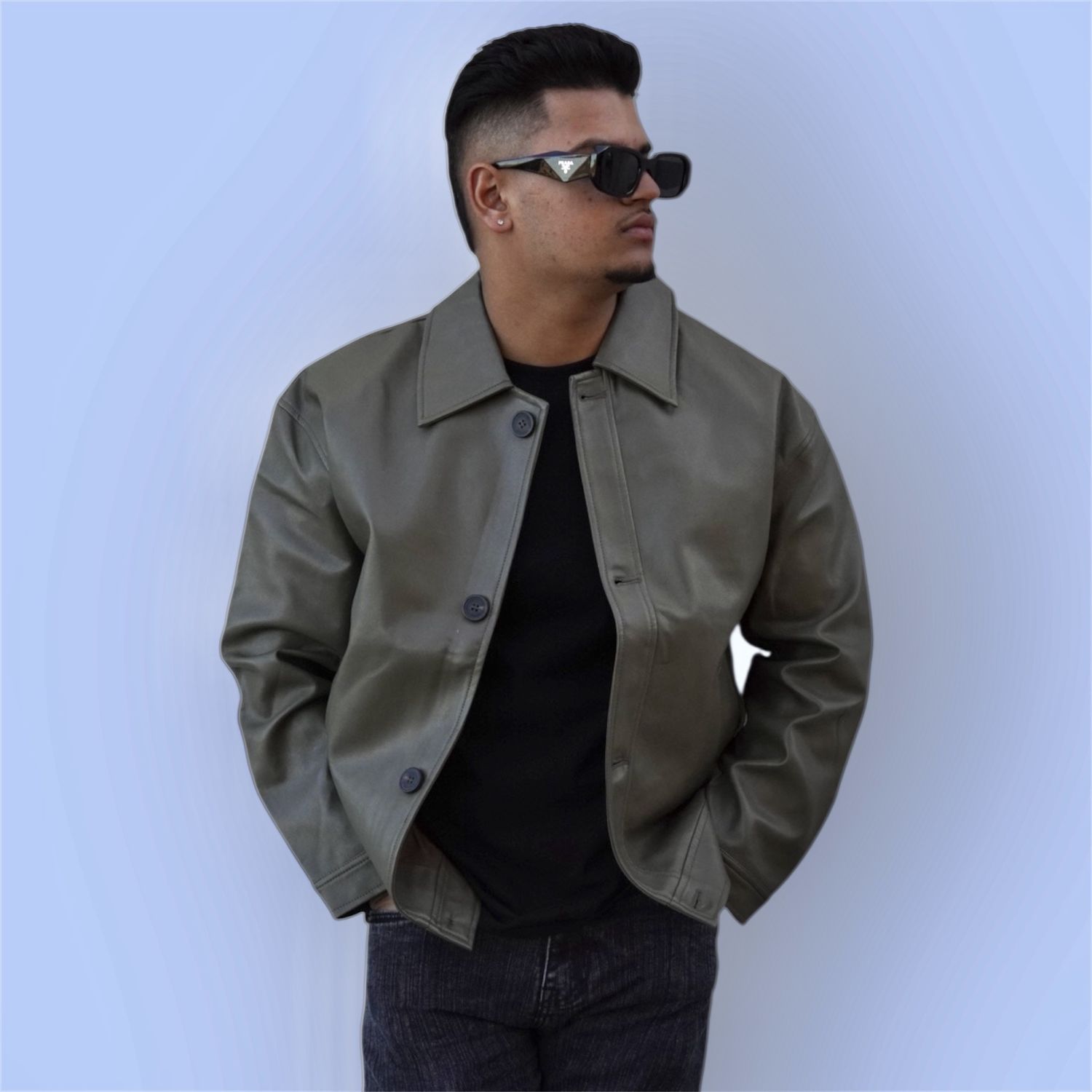 Leather Style Plain Jacket