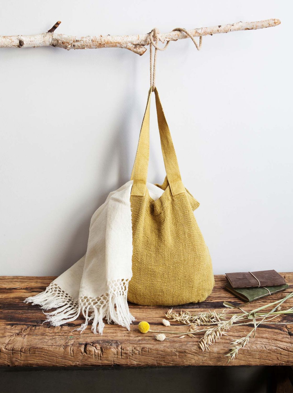 Linen tote bag, COLOUR: Mustard