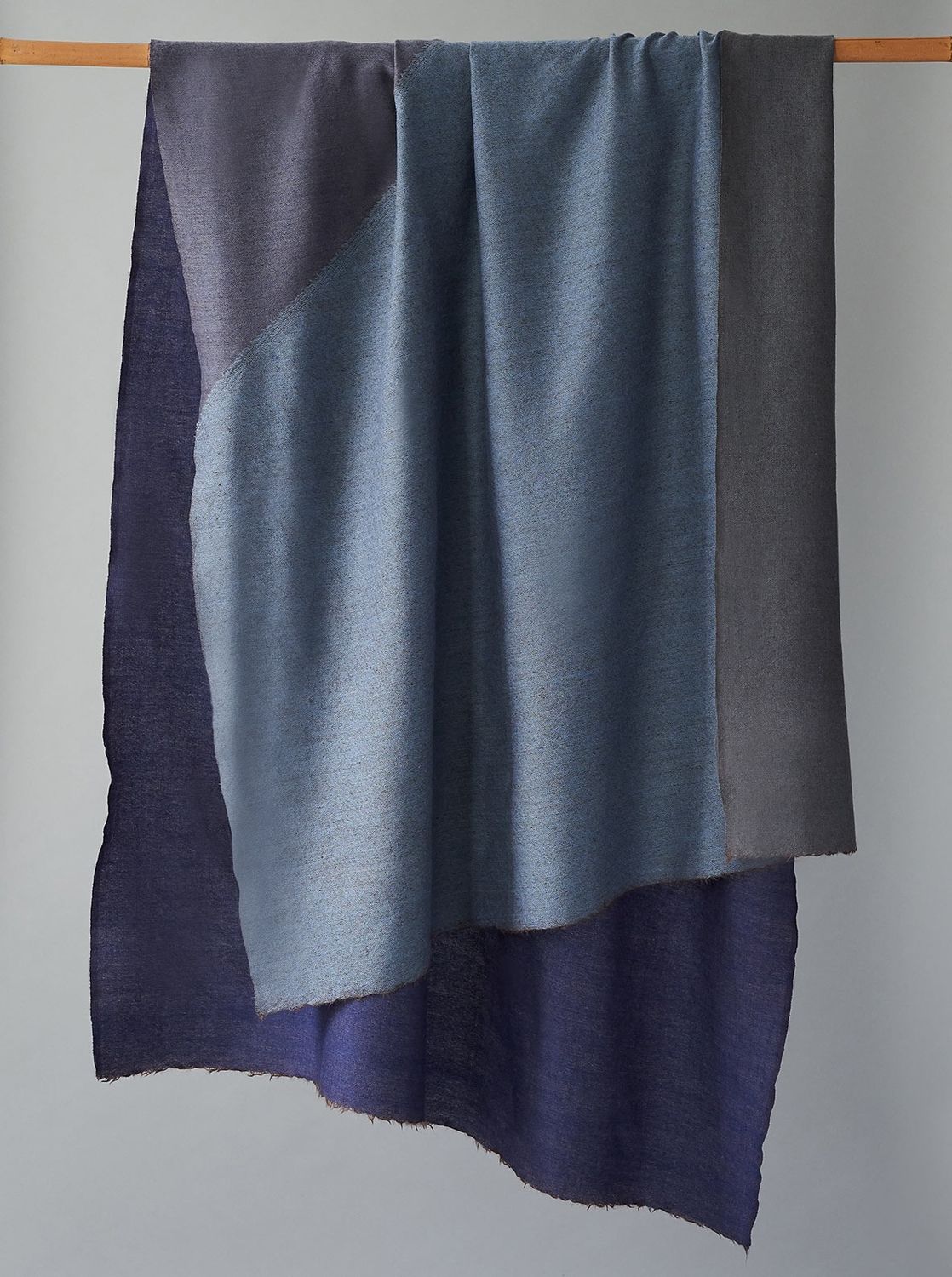 Reversible wool shawl/throw, COLOUR: Blue / Mud