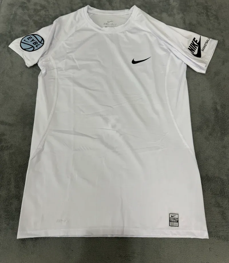EYBL Compression T-Shirt White Blue Logo