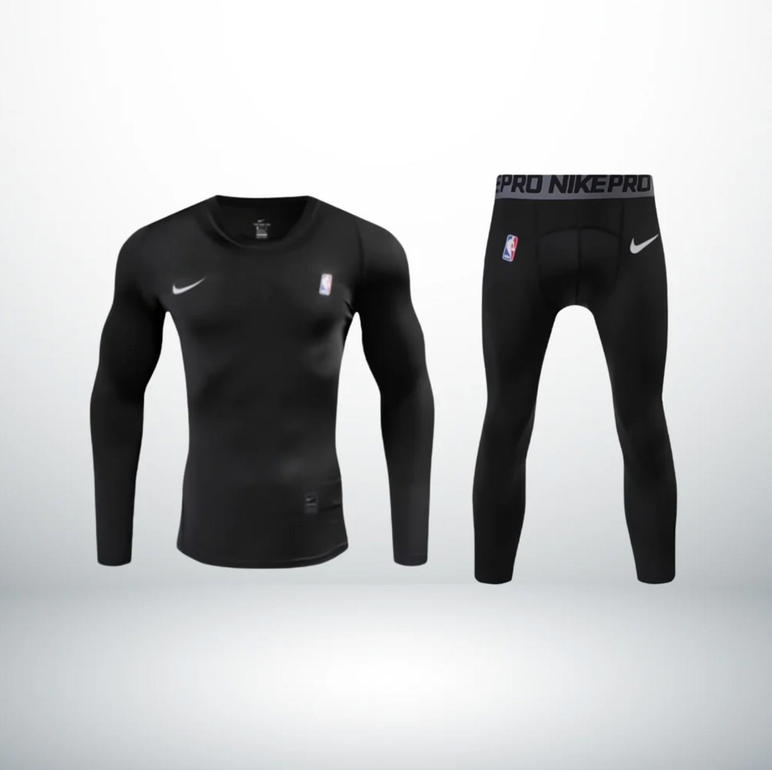 NBA Elite Pro Compression Set - Long Sleeve &amp; Tights, Size: M, Color: Black