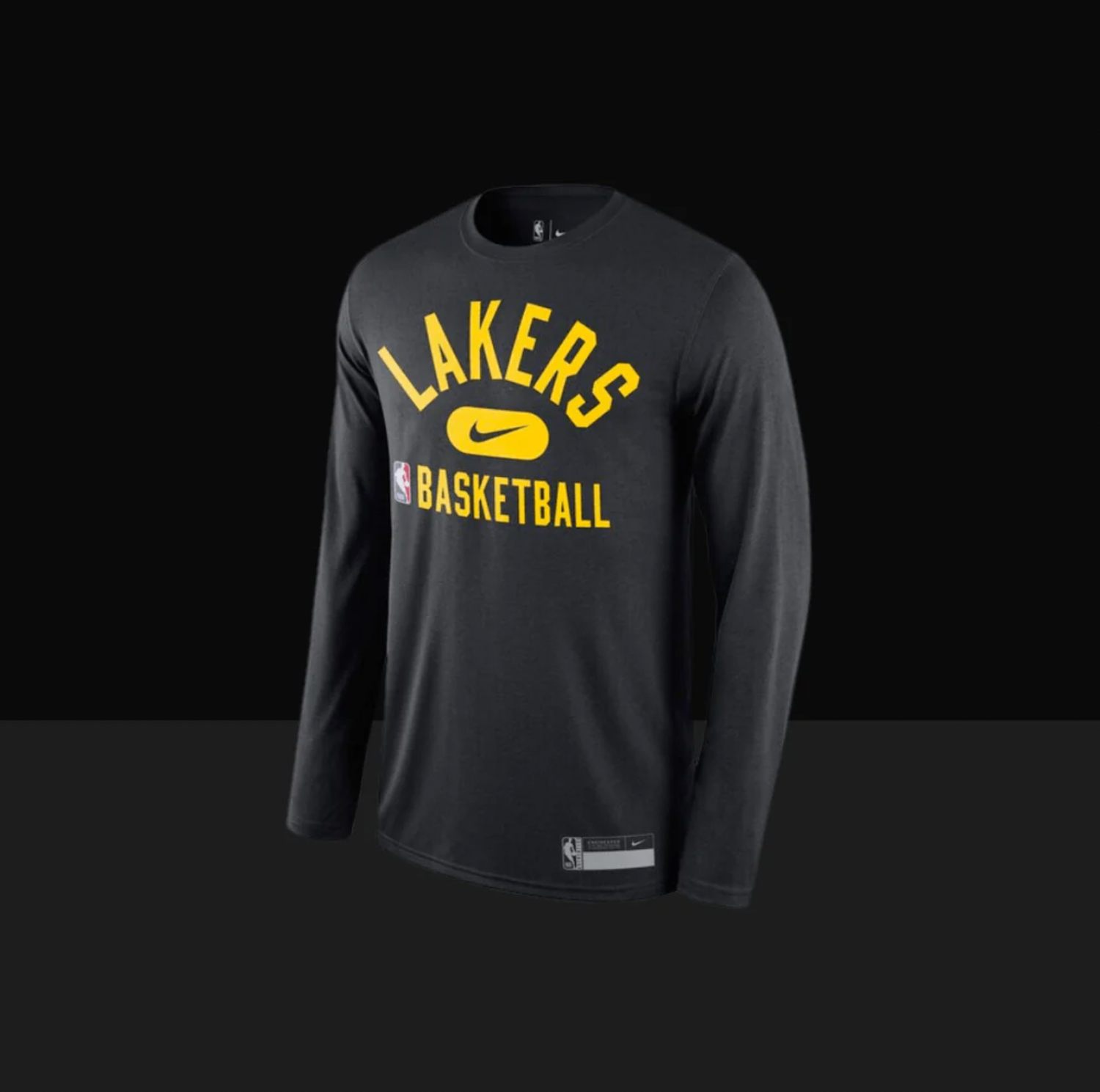 Los Angeles Lakers On-Court Practice Performance Long Sleeve T-Shirt, Size: S, Color: Black