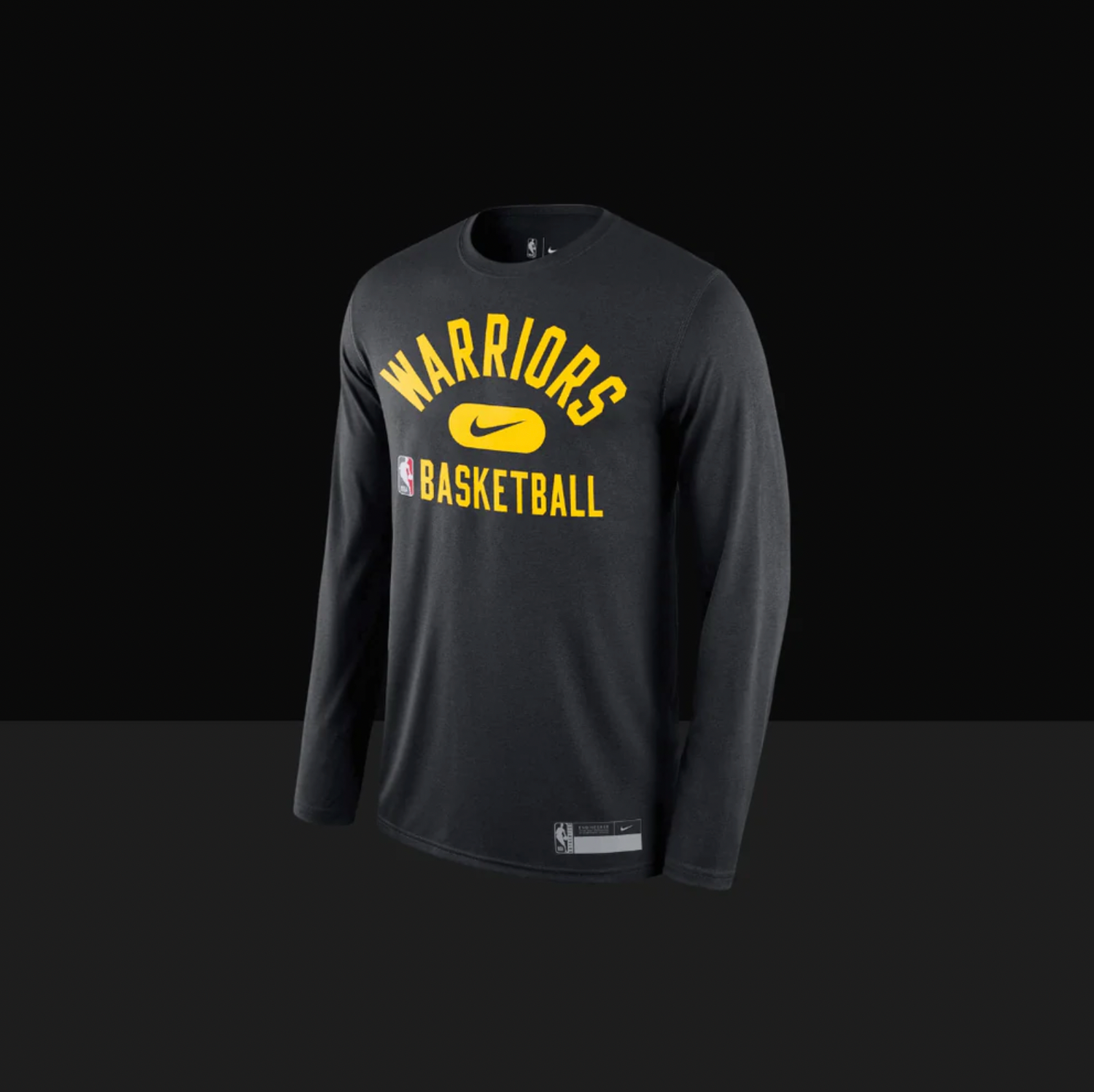 Golden State Warriors On-Court Practice Performance Long Sleeve T-Shirt, Size: S, Color: Black
