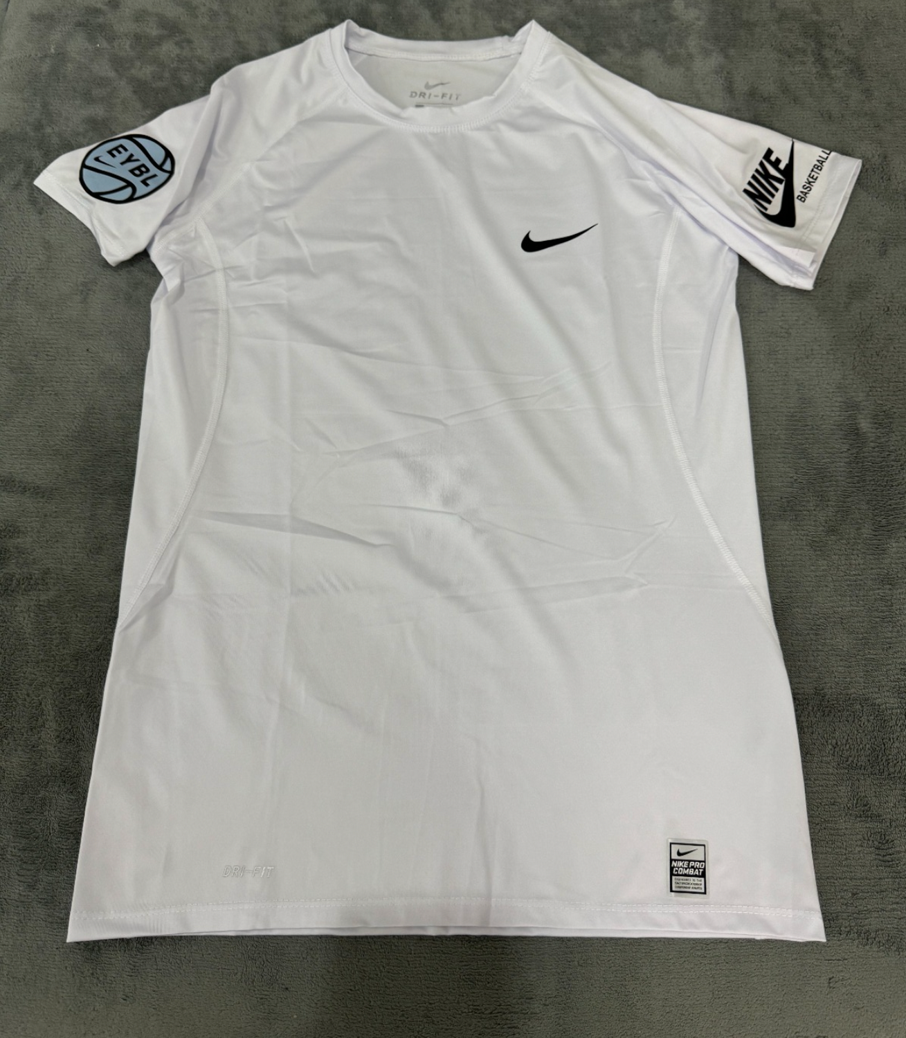 EYBL Compression T-Shirt White Blue Logo