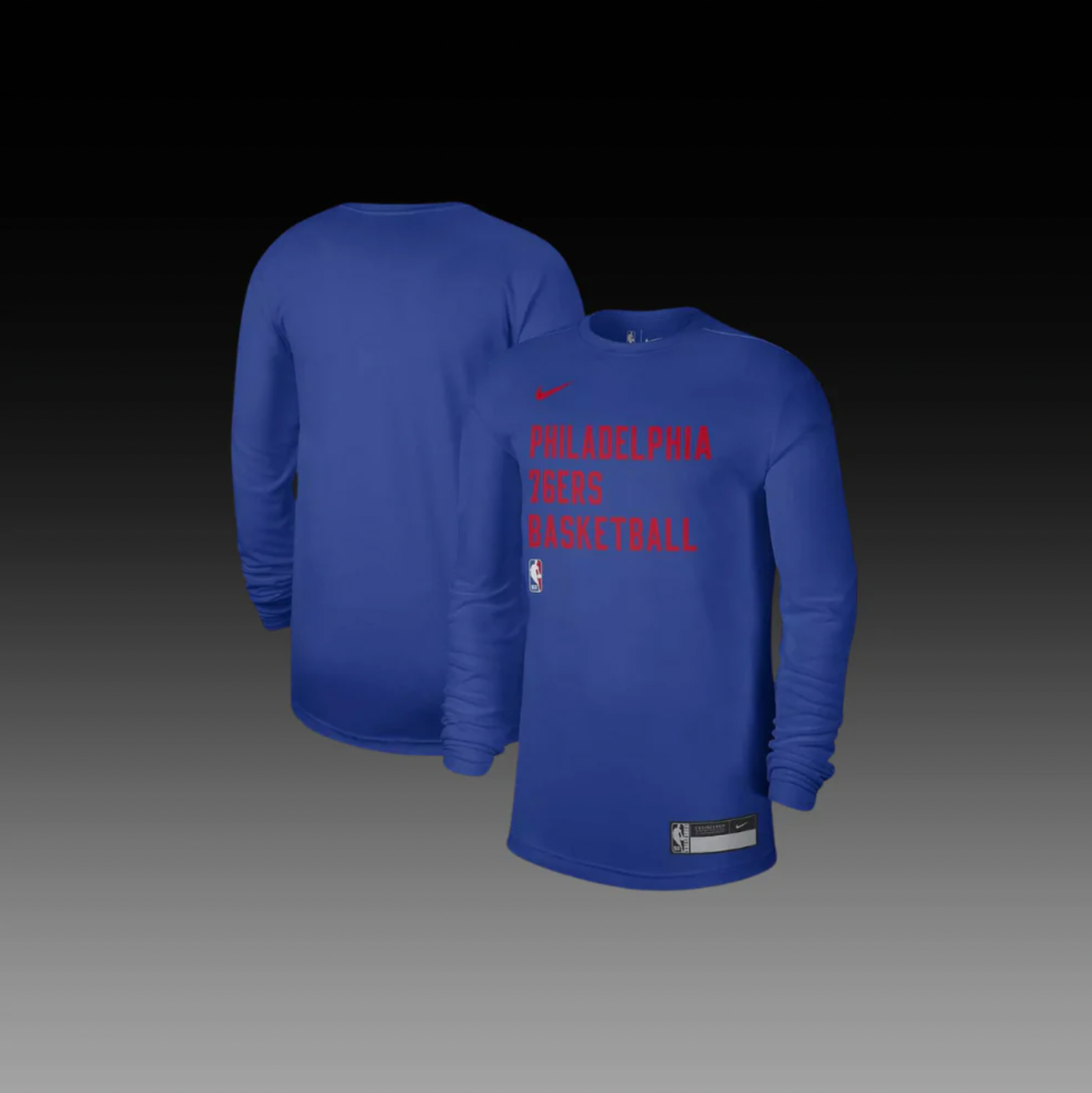 Philadelphia 76ers On-Court Practice Performance Long Sleeve T-Shirt, Size: S, Color: Blue