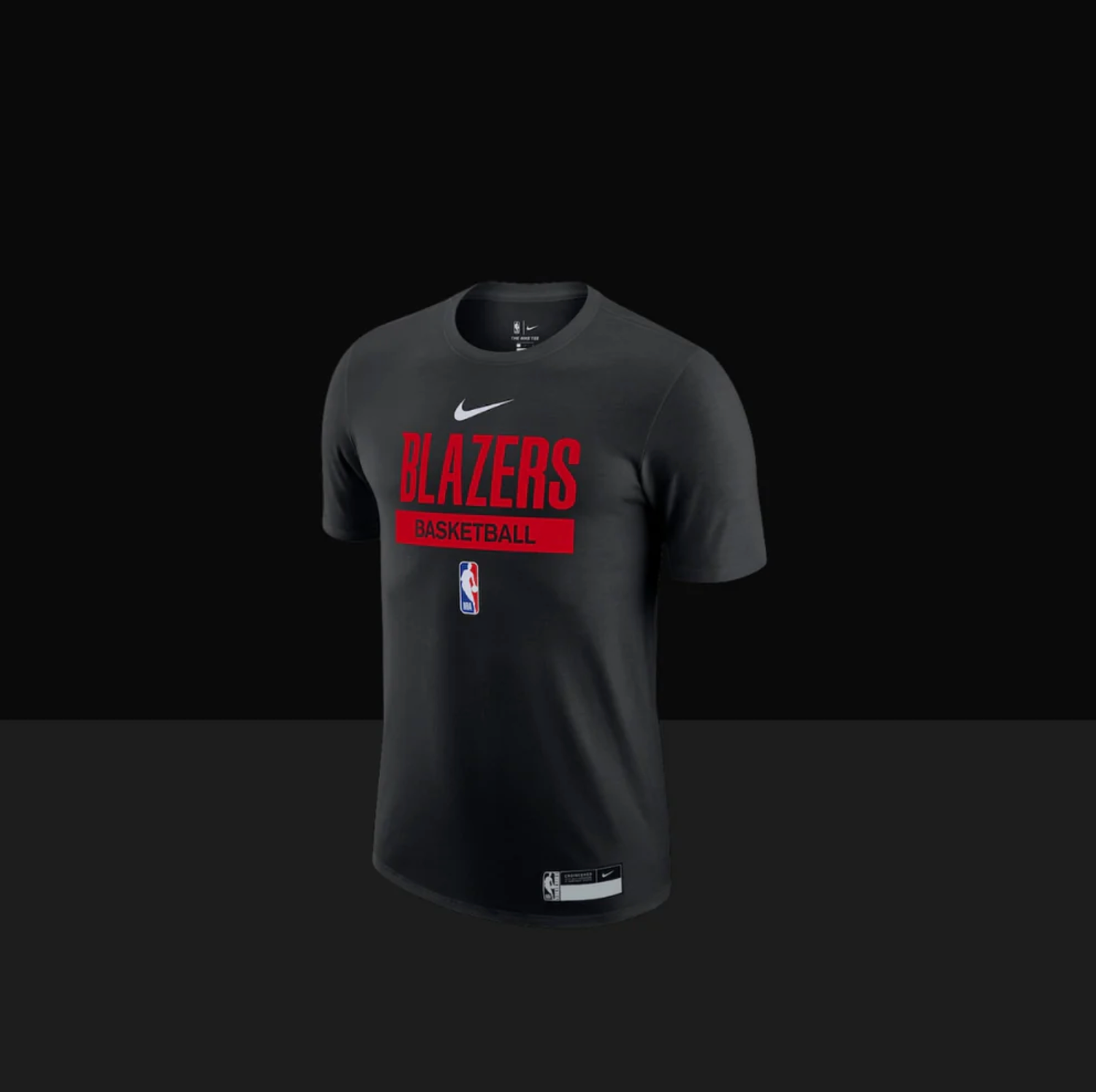 Portland Trailblazers On-Court Practice Performance Short Sleeve T-Shirt, Size: S, Color: Black