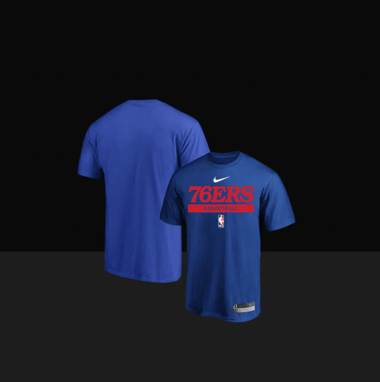 Philadelphia 76ers On-Court Practice Performance Short Sleeve T-Shirt, Size: S, Color: Blue