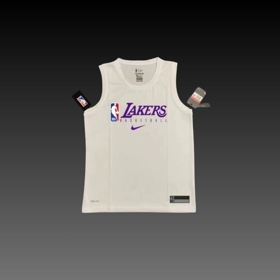 Los Angeles Lakers White Warm-Up Tank Top