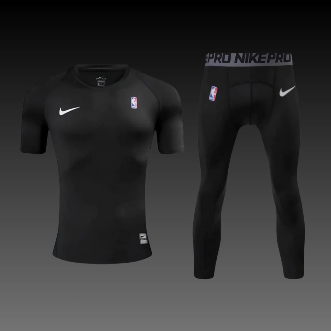 NBA Elite Pro Compression Set - T-Shirt &amp; Tights, Size: M, Color: Black