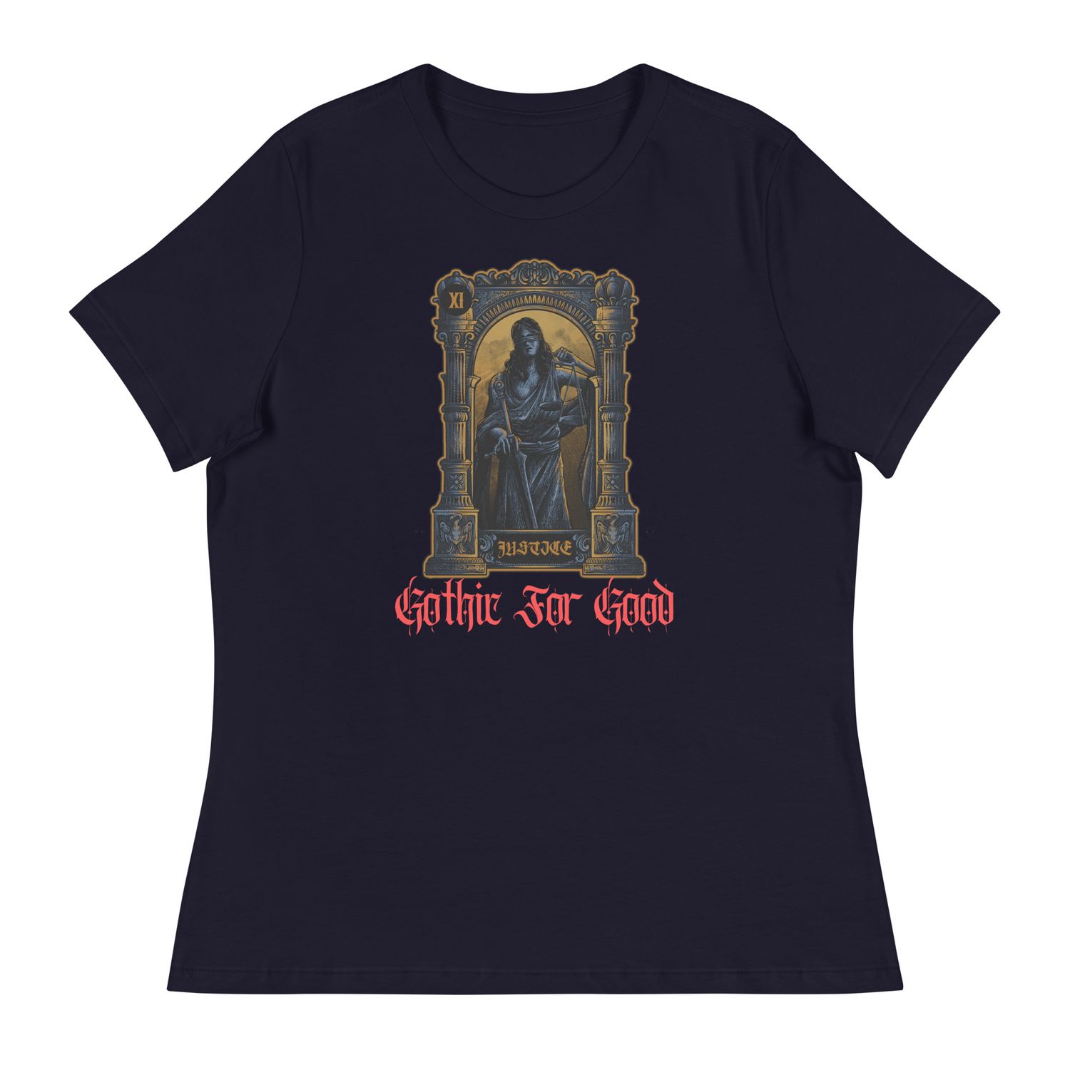 “Lady Justice Tarot” Women’s Relaxed T-Shirt – Gothic for Good
