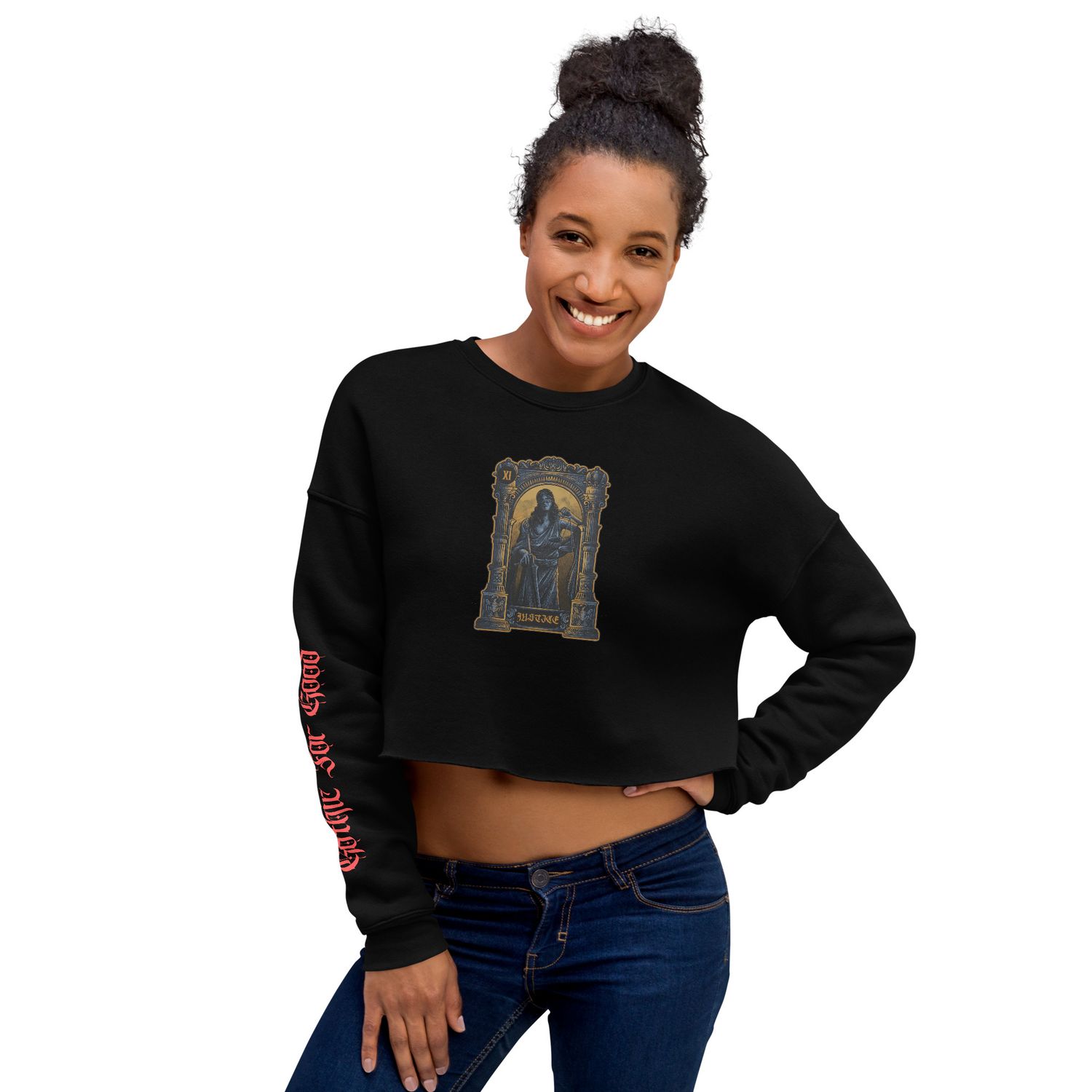 “Lady Justice Tarot” Cropped Sweatshirt – Gothic for Good Edition