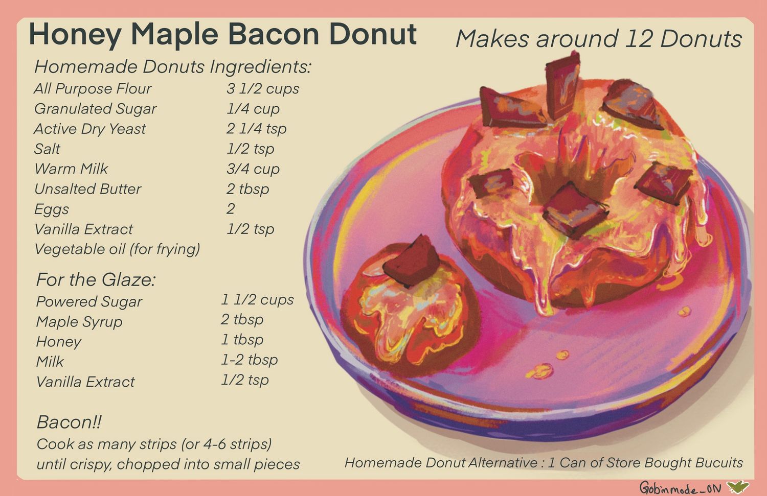 Maple Bacon Donuts duo Recipe cards