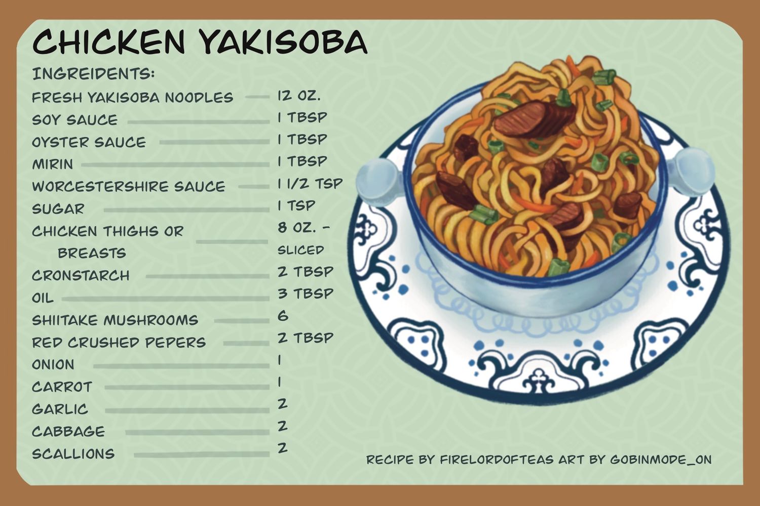 Chicken Yakisoba Recipe Card