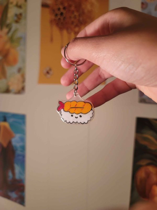 Cute Shrimp Sushi Keychain | Exclusive Handmade Keychain – One-of-One